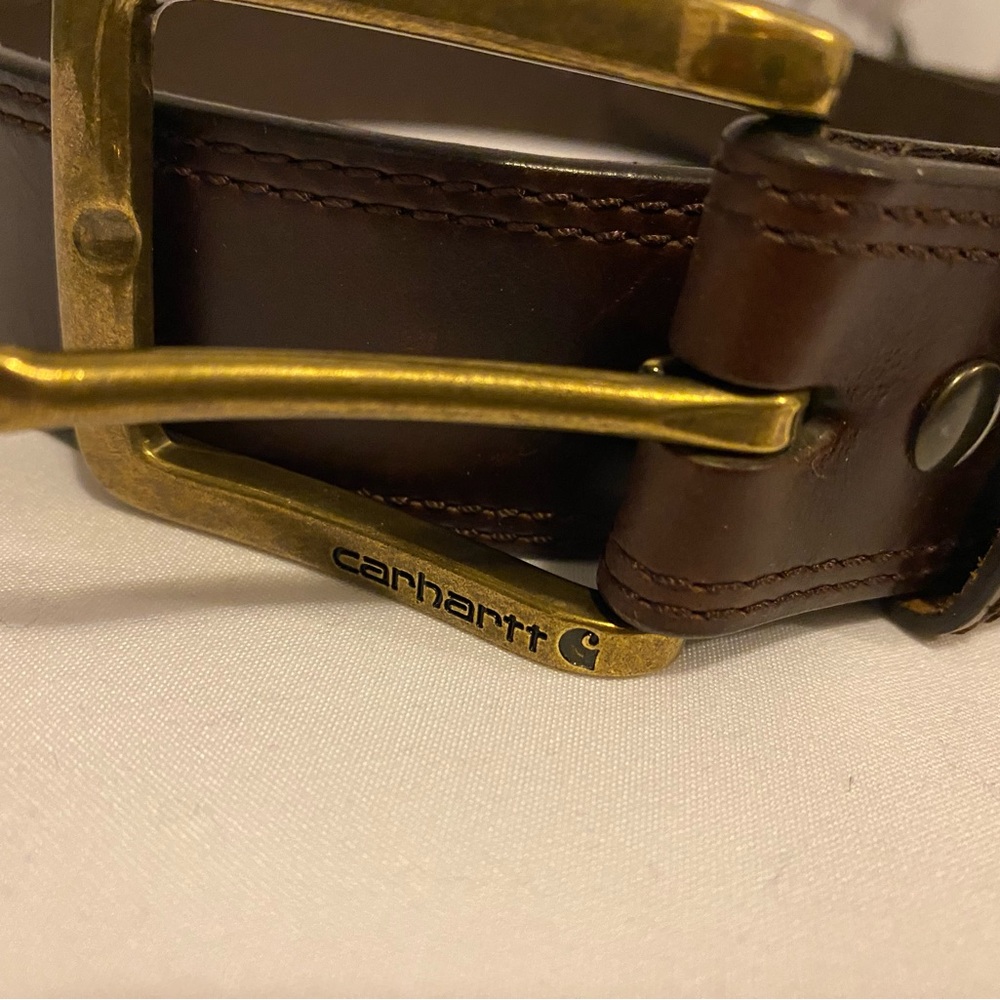Men’s Dark Brown Carhartt Cowhide Leather Belt Size 34